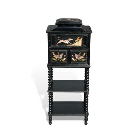 A VICTORIAN EBONISED AND PIETRA DURA CABINET - photo 1