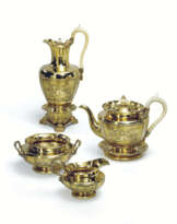 A GEORGE IV SILVER-GILT SIX-PIECE TEA AND COFFEE SERVICE