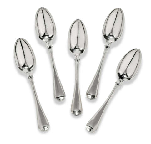 A SET OF FIVE GEORGE IV SILVER TABLE SPOONS - Foto 1