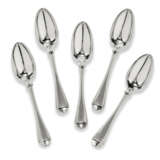 A SET OF FIVE GEORGE IV SILVER TABLE SPOONS - photo 1