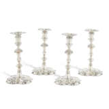 TWO PAIRS OF GEORGE II SILVER CANDLESTICKS - фото 1