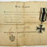 Preussen: Eisernes Kreuz, 1870, 2. Klasse mit Urkunde für einen Füsilier im 8. Westfälischen Infanterie Regiment 57. - фото 1