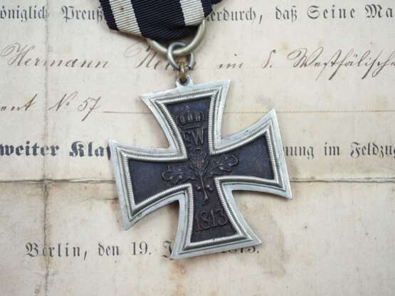 Preussen: Eisernes Kreuz, 1870, 2. Klasse mit Urkunde für einen Füsilier im 8. Westfälischen Infanterie Regiment 57. - фото 3