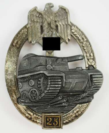 Panzerkampfabzeichen, Silber, mit Einsatzzahl 25 - JFS. - Foto 1