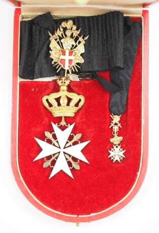 Vatikan: Malteser Ritterorden, Halskreuz der Komture, Professritter, Justizritter und Ehrenritter, im Etui. - photo 1