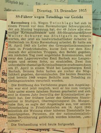 Dokumentennachlass eines SS-Hauptsturmführers und Kriminalbeamten aus Stuttgart-Botnang, der wegen Totschlags vor Gericht stand. - Foto 2