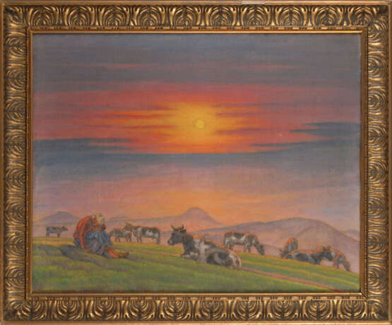 PAUL, Karl: Hirtin und Vieh im Sonnenun - photo 2