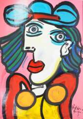 Keil, Peter Robert (1942): Frau mit blauem Hut.