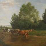 Kornbeck, Julius (1839 Winnenden - 1920 Oberensingen): Kühe im seichten Wasser stehend. - фото 1