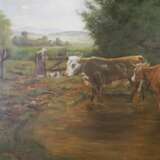 Kornbeck, Julius (1839 Winnenden - 1920 Oberensingen): Kühe im seichten Wasser stehend. - Foto 5
