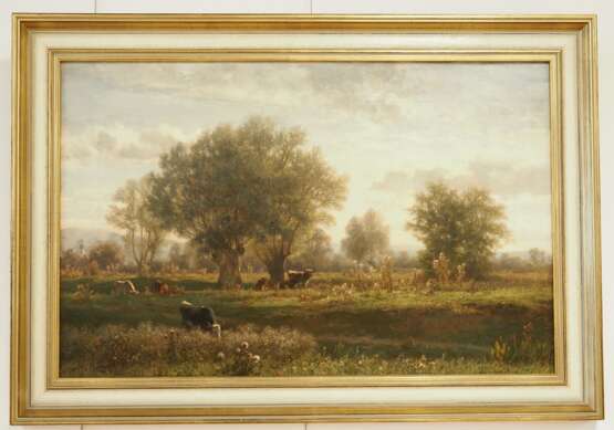 Kühling, Wilhelm (1823-1886): Kühe auf Weide mit Baumbestand. - photo 2