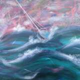 Лодка на волнах Leinwand auf dem Hilfsrahmen Acrylfarbe Neoimpressionismus Marinemalerei Москва 2022 - Foto 1