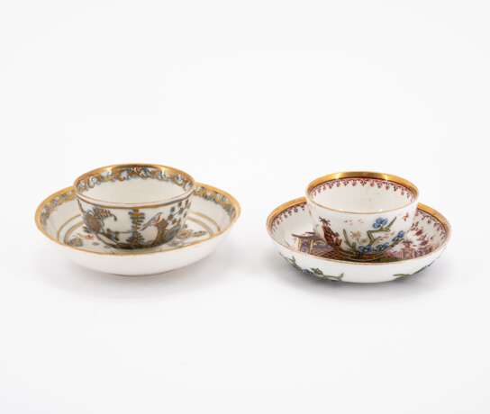 Meissen u.a. Kleine Teekanne, zwei Koppchen & Untertassen mit überdekorierten Dekoren - Foto 2