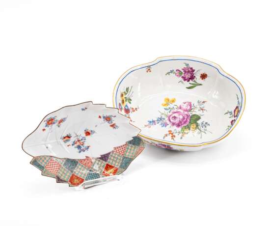 Meissen. Ovale Schale mit Blumendekor & Blattschale mit Kakiemondekor - Foto 1