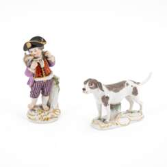 Meissen. Gärtnerkind mit Lamm und Hundefigur