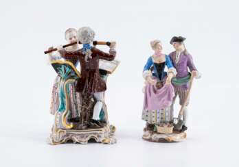 Meissen. Pair of gardeners and flute duet