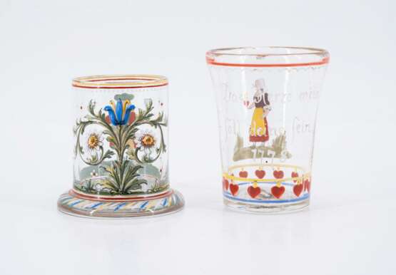 Wohl Böhmen. Zwei Historismus-Gläser mit figürlichen Dekoren - photo 3