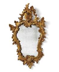 Southern German. CARTOUCHE-SHAPED WOODEN MIRROR