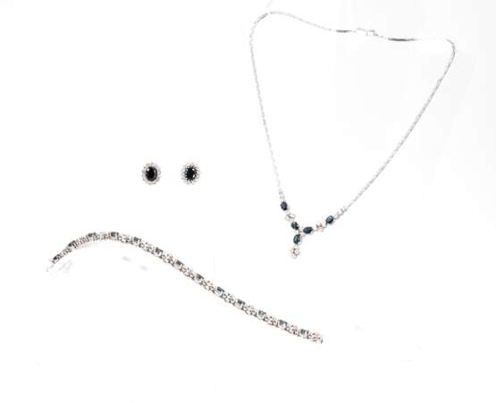 . Saphir-Diamant-Set: Collier, Armband und Ohrstecker - photo 1