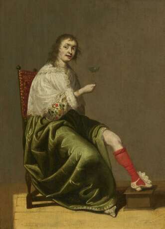 Jacob van der Merck. Sitting Lady with Wine Glass in Seductive Pose - photo 1