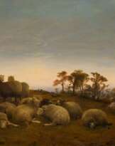 Thomas Sidney Cooper. Camped Sheep at Dawn