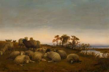 Thomas Sidney Cooper. Camped Sheep at Dawn