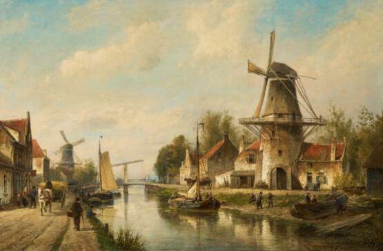 Cornelis Christaan Dommelshuizen. Windmühlen an einer holländischen Gracht - фото 1