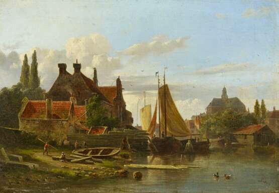 Adrianus Eversen. Little Dutch Town at the River - Foto 1