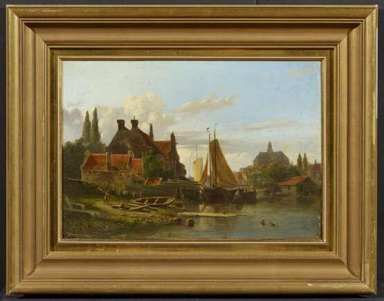 Adrianus Eversen. Little Dutch Town at the River - Foto 2