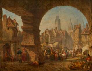 Edward Angelo Goodall. Market Day in an English Town