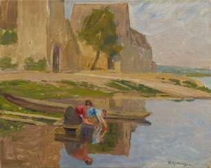 Friedrich Kallmorgen. Women Washing in the River