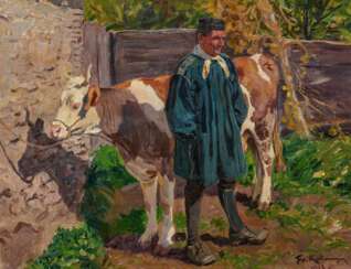 Friedrich Kallmorgen. Nördlingen Farmer with Cow