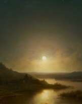 Wilhelm Lichtenheld. Flusslandschaft im Mondlicht