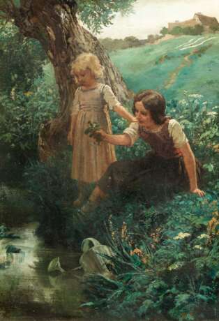 Wilhelm von Lindenschmit. Zwei spielende Mädchen am Waldbach - фото 1