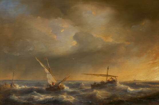 Johan Hendrik Louis Meijer. Heimkehrende Fischerboote im Abendlicht - Foto 1