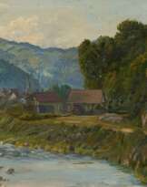 Max Merker. Flusslauf im Gebirge