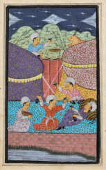 Vier illuminierte Buchseiten. Persien, um 1900