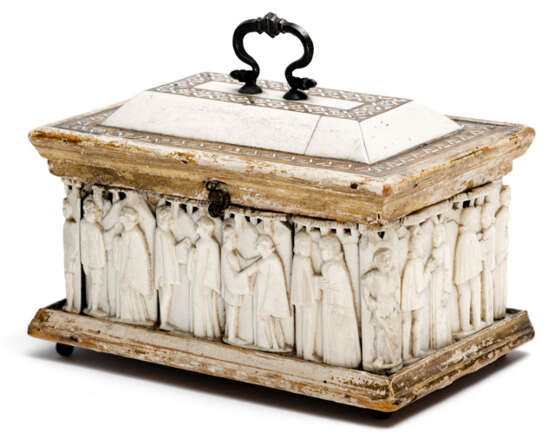 Spätgotische Hochzeitskassette. Norditalien, wohl Werkstatt der Embriachi, 1. Viertel 15. Jahrhundert - photo 1