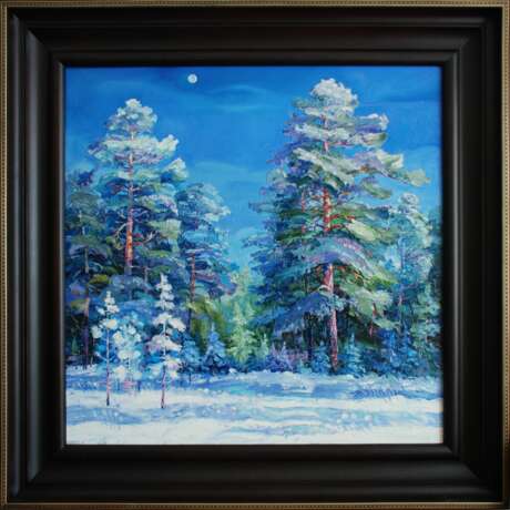"Длинные тени пушистой зимы". Canvas Oil paint Realism Landscape painting 2008 - photo 1