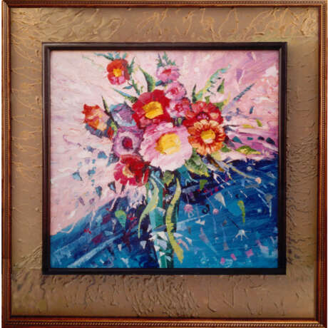 „Stillleben mit Blumen.“ Leinwand Ölfarbe Expressionismus Stillleben 2003 - Foto 1