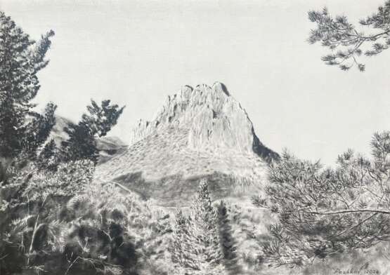 Пентадактилос. Кипр. масло на бумаге Brossage à sec Réalisme Paysage de montagne Chypre 2024 - photo 1