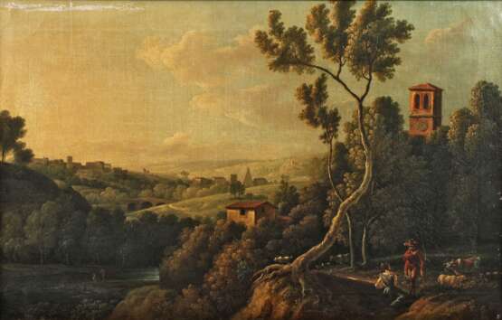 Romantische italienische Landschaft mit Hirten - фото 1