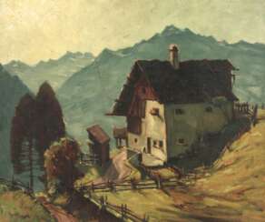 Robert Naumann, Almhütte mit Alpenpanorama