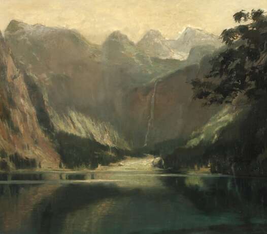 Louis Wöhner, Alpensee mit Wasserfall - Foto 1