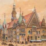 "Breslauer Rathaus um 1939", Aquarell, unsign., 31x24 cm, hinter Glas und Rahmen - Foto 1