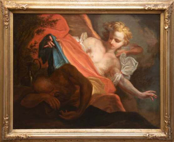 Altmeister (Neapel 17. Jh. )"Aufweckung des Lazarus", Öl/ Lw/ Sperrholz, unsign., rückseitig undeutl. bez., 80x100 cm, Rahmen - фото 1