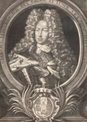 &quot;Georg Ludovicus König von Braunschweig-Lüneburg&quot;, Grafik, 31,5x22 cm, im Passepartout hinter Glas und Rahmen