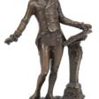 Bronze-Figur &amp;quot;Beethoven am Pult stehend&amp;quot;, braun patiniert, bez. &amp;quot;Milo&amp;quot;, Gießerplakette &amp;quot;JB Deposee Paris&amp;quot;, auf schwarzer Steinplinthe, Ges.-H. 21 cm - Auction archive