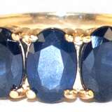 Ring, 416er GG, 10 kt., 5 oval facettierte blaue Saphire, RG 54, Innendurchmesser 17,2 mm - Foto 1