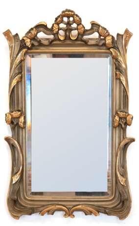Spiegel mit geschliffenem Glas, um 1900, Holzrahmen mit Stuck, gefasst und repariert, 112x68 cm - фото 1